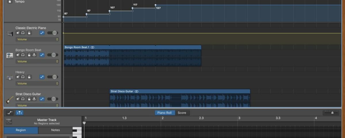 GarageBand Cambiar tempo Pista Agregar puntos Mac