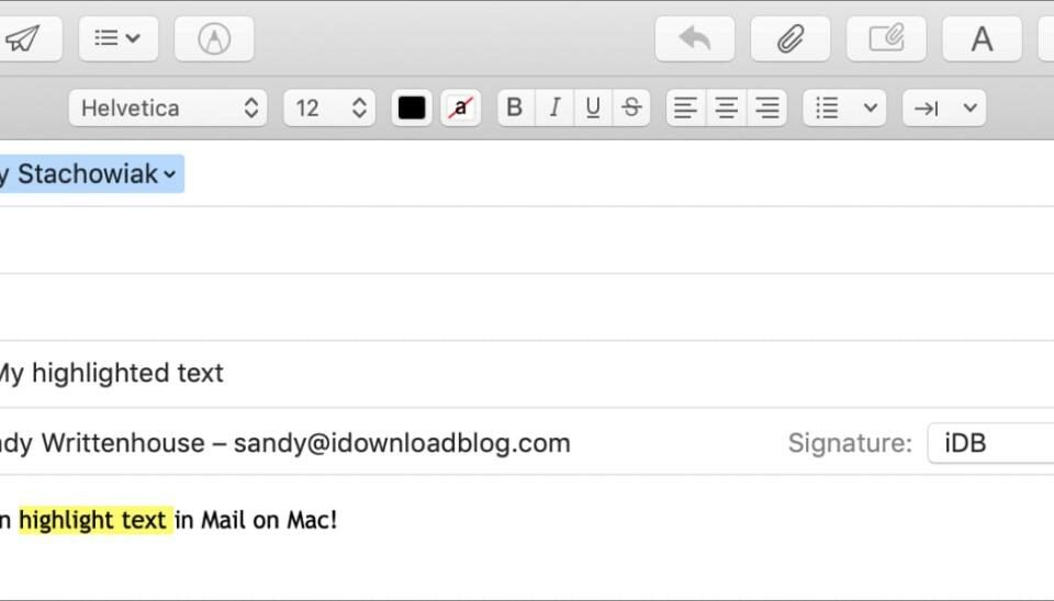 Resaltar texto en la aplicación Mac Mail