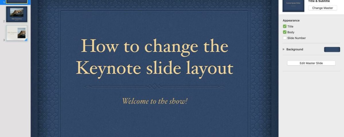 Keynote Slideslow Slide Layout en Mac