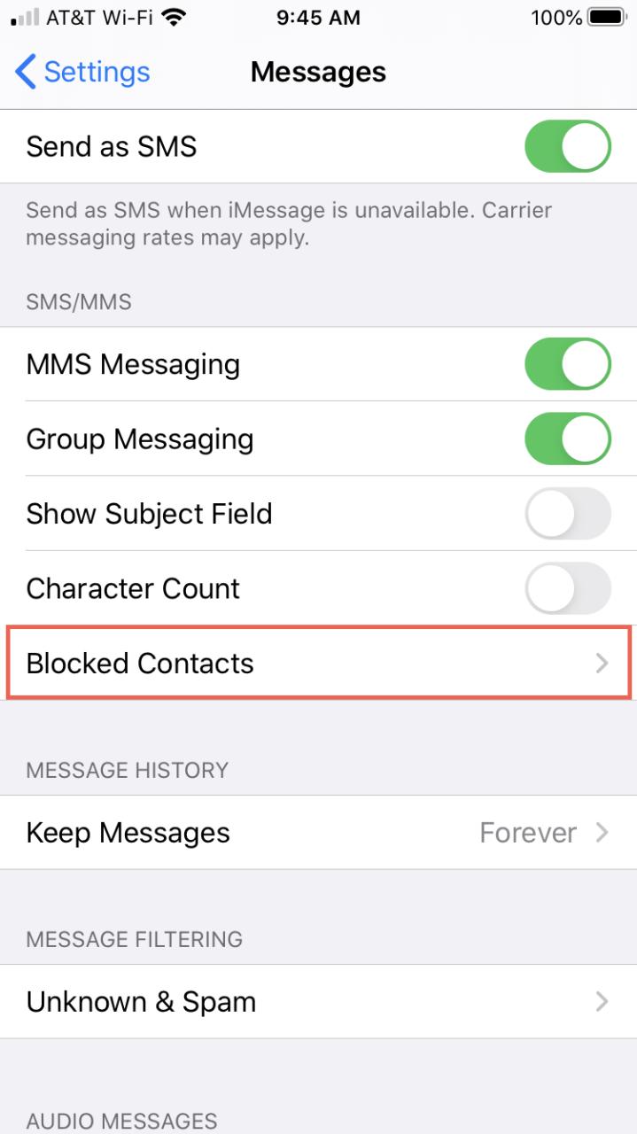 Mensajes Bloqueado Contactos iPhone