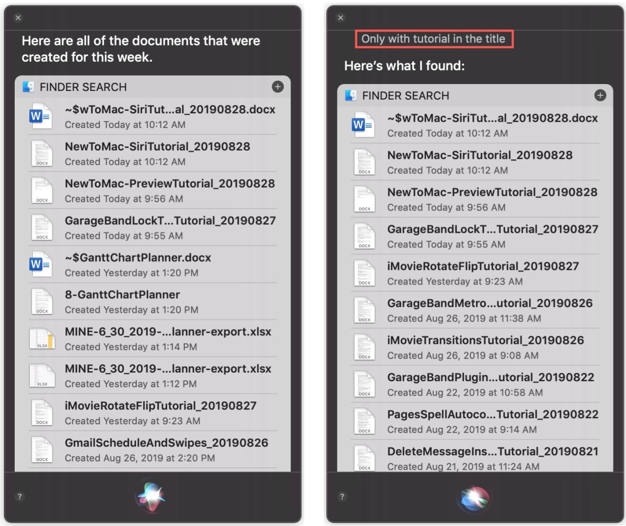 Reducir los resultados de Siri Mac