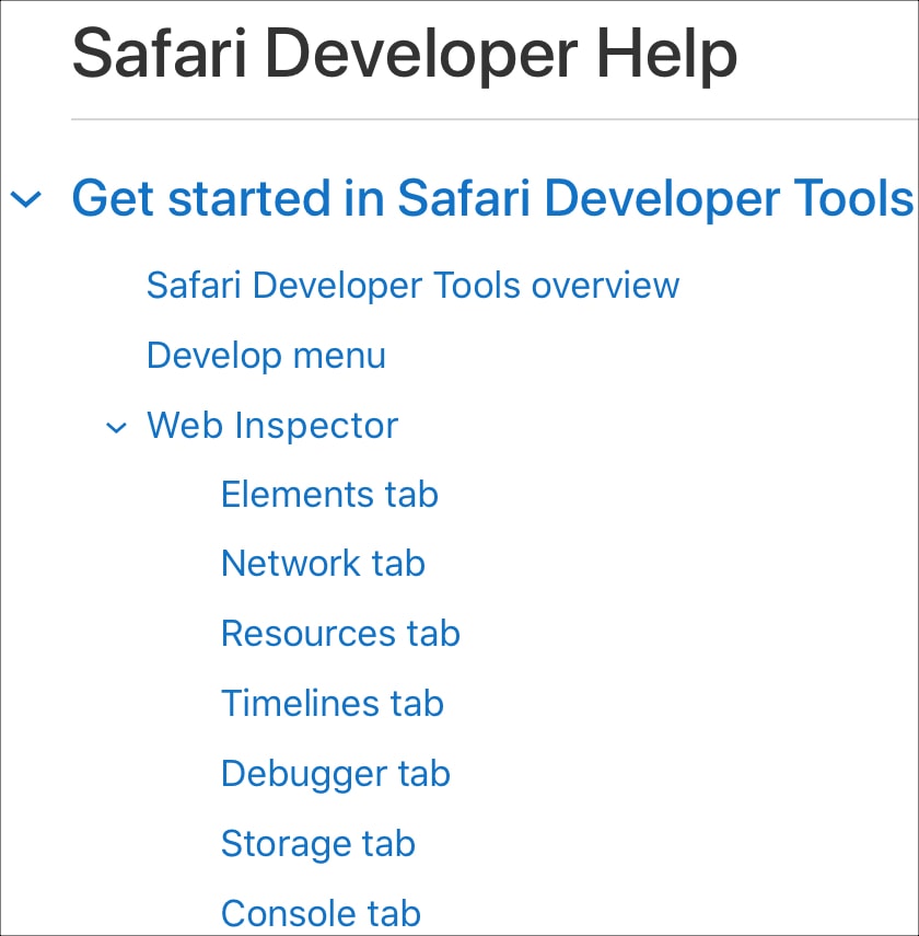 Sitio para desarrolladores de Safari Web Inspector