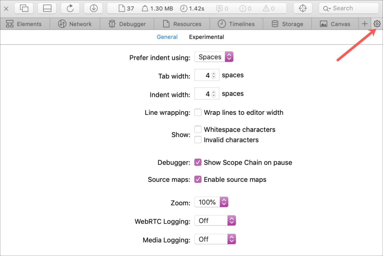 Configuración de Safari Web Inspector en Mac
