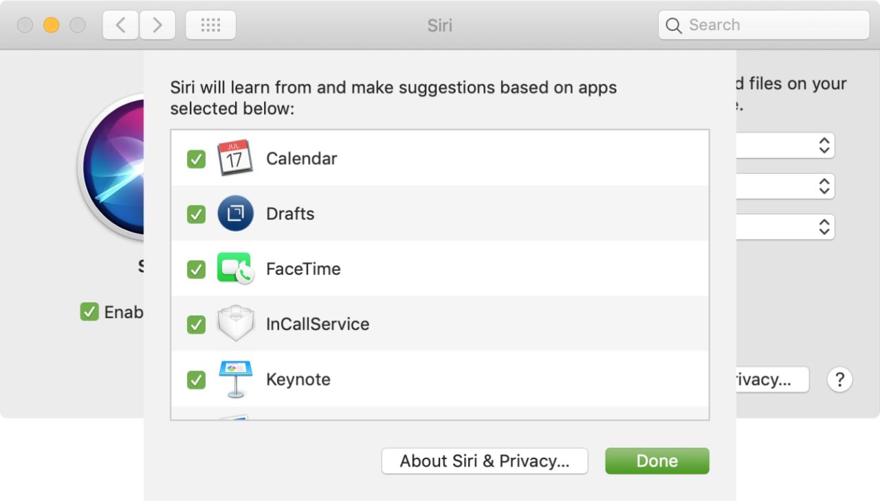 Siri Preferencias Sugerencias Mac