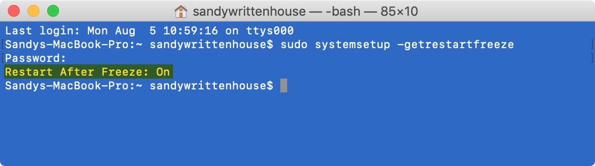 Terminal Comando Reiniciar Estado Mac
