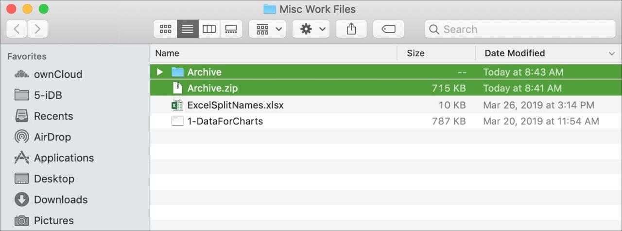 Descomprimir archivo de almacenamiento en Mac