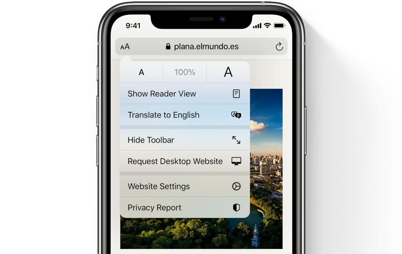 Página web de traducción de Apple Safari iPhone