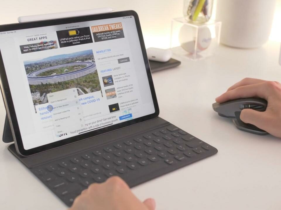 Configuración del trackpad del mouse de velocidad de seguimiento del iPad