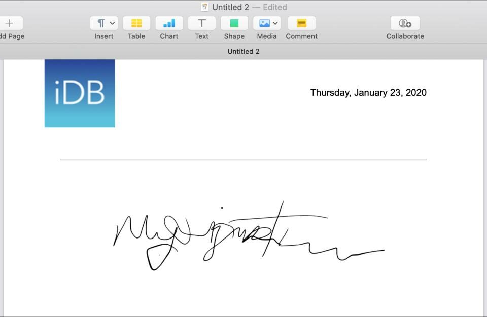 Agregar páginas de imagen de firma Mac