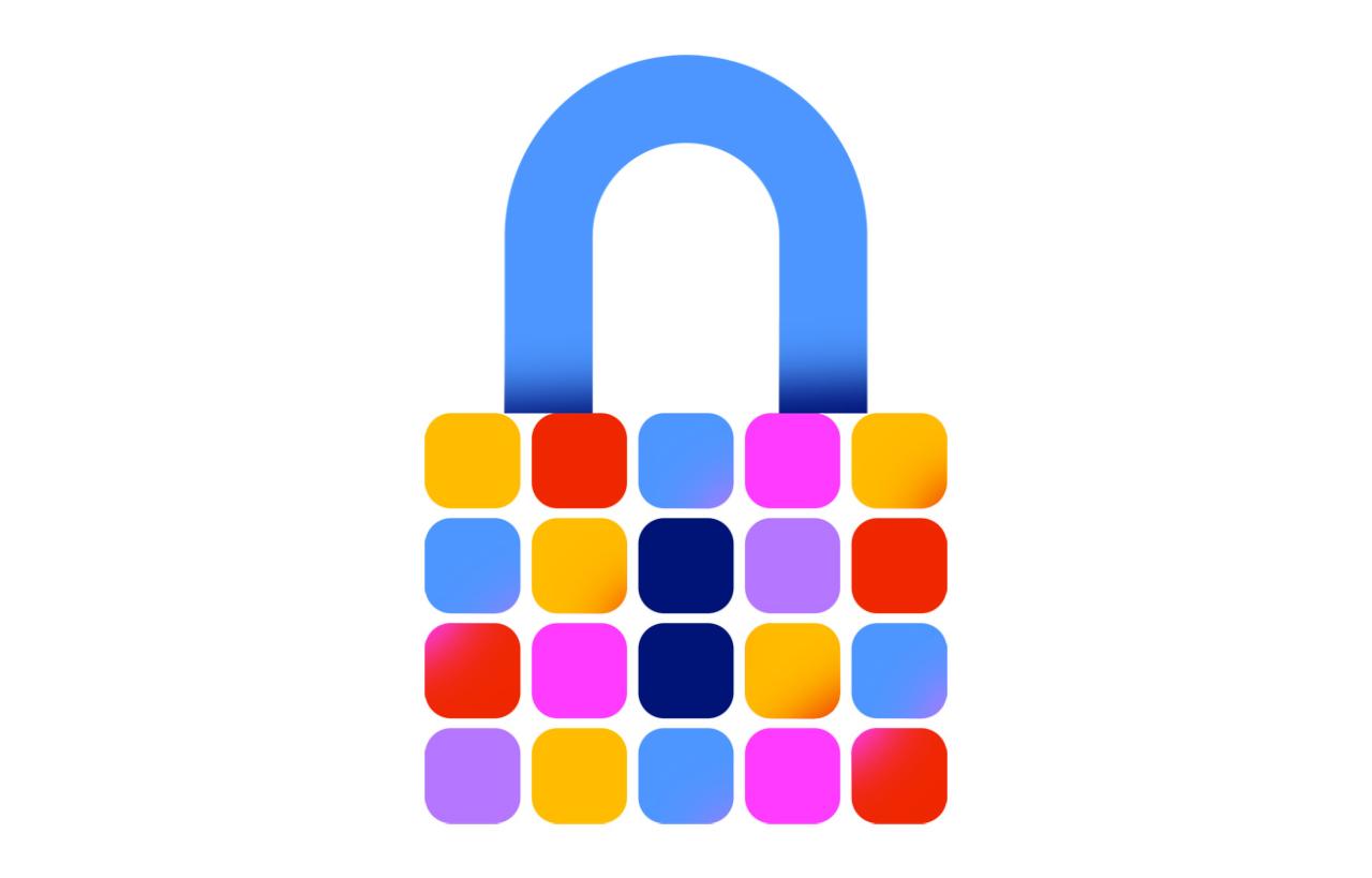 Imagen promocional de Apple que muestra el icono de candado seguro de la App Store