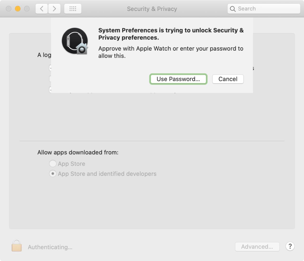 Aprobar desbloqueo con Apple Watch Mac
