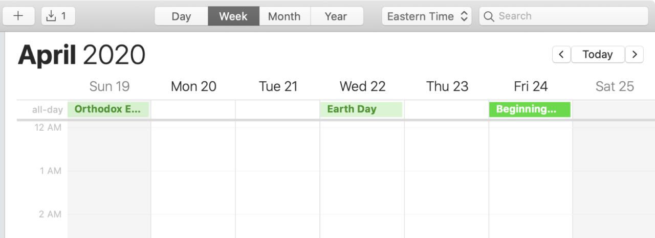 Calendario Mac Eventos de todo el día