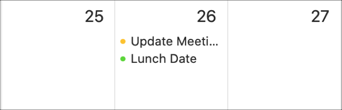 Calendario de eventos cronometrados de Mac