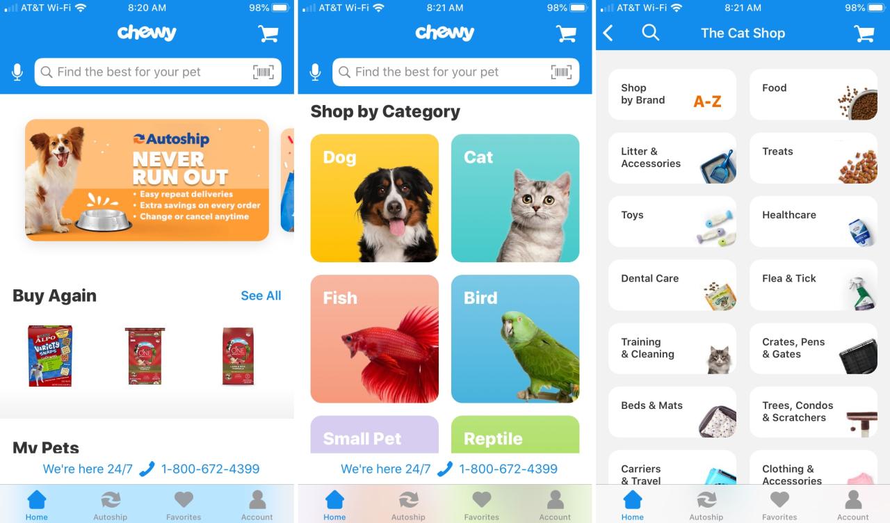 Chewy app on iPhone