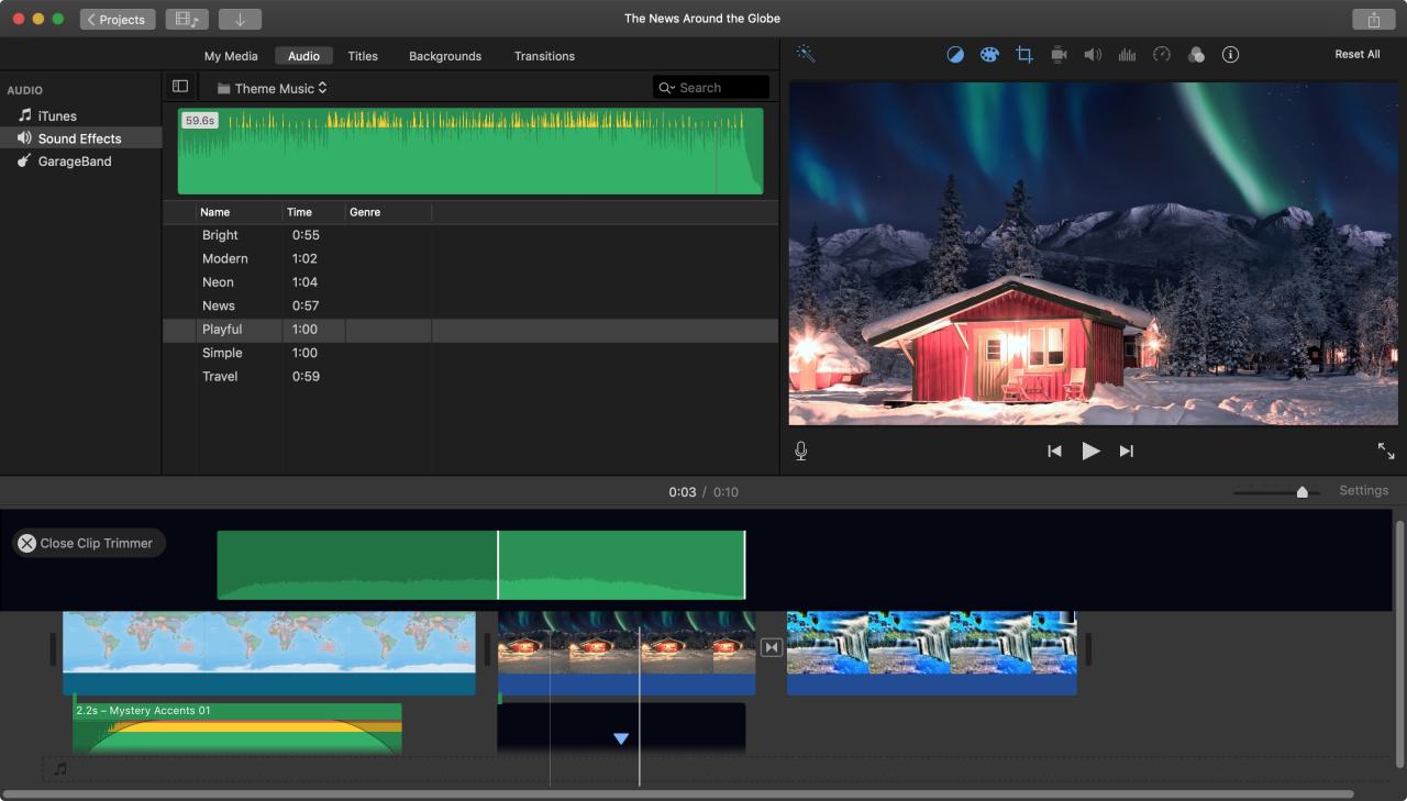 Editar clips de audio en iMovie Mac