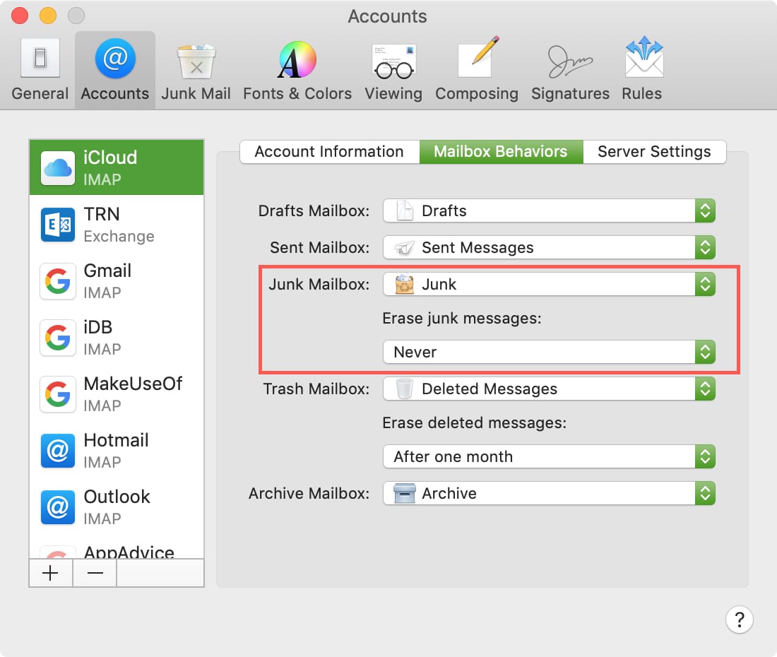 Eliminar mensajes de correo no deseado en Mac Mail