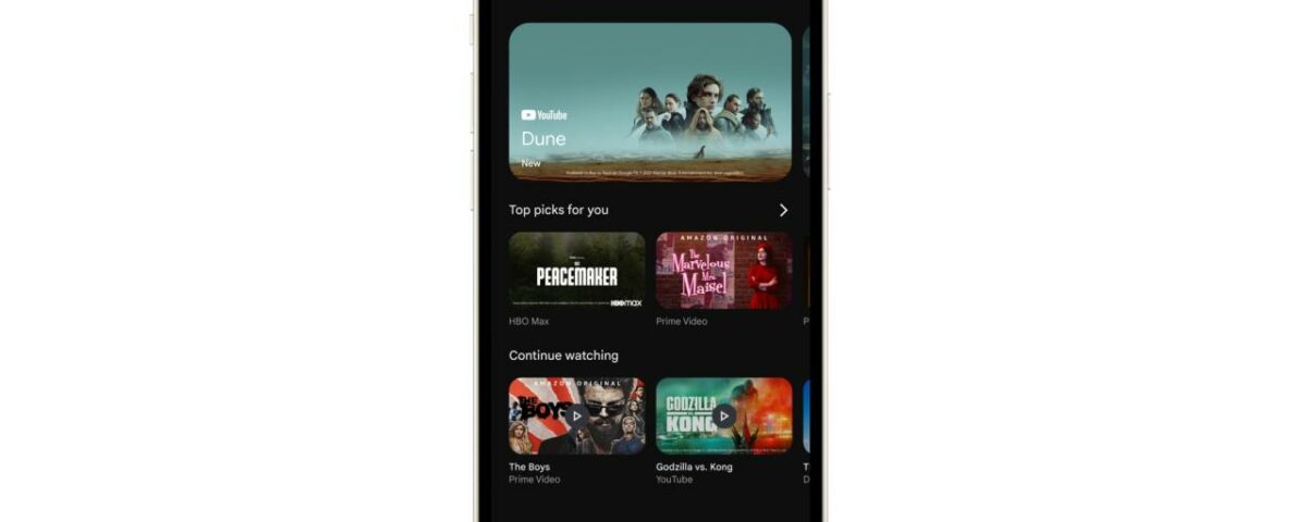 En esta imagen destacada, se muestra la aplicación Google TV ejecutándose en un iPhone.  Reemplaza la aplicación anterior "Google TV Shows and Movies"