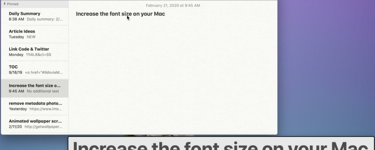 How to increase the font size on Mac
