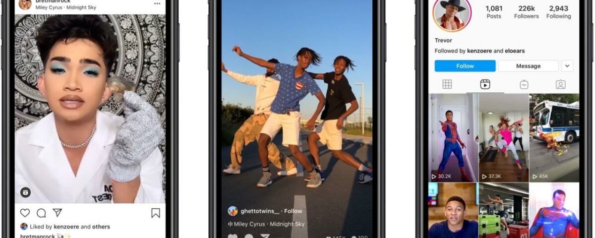 Una imagen que muestra la experiencia de Instagram a pantalla completa con Reels