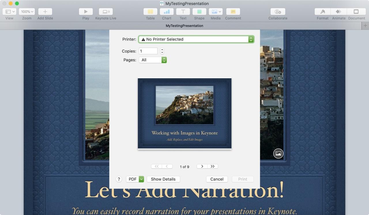 Keynote Imprimir Presentación Mac