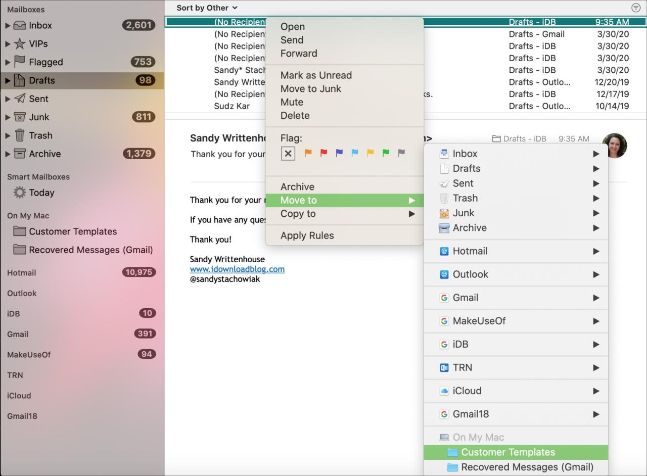 MoveEmailtoMailboxShortcutMenu3 Apple