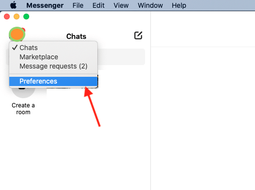 Preferencias en la aplicación de escritorio Messenger