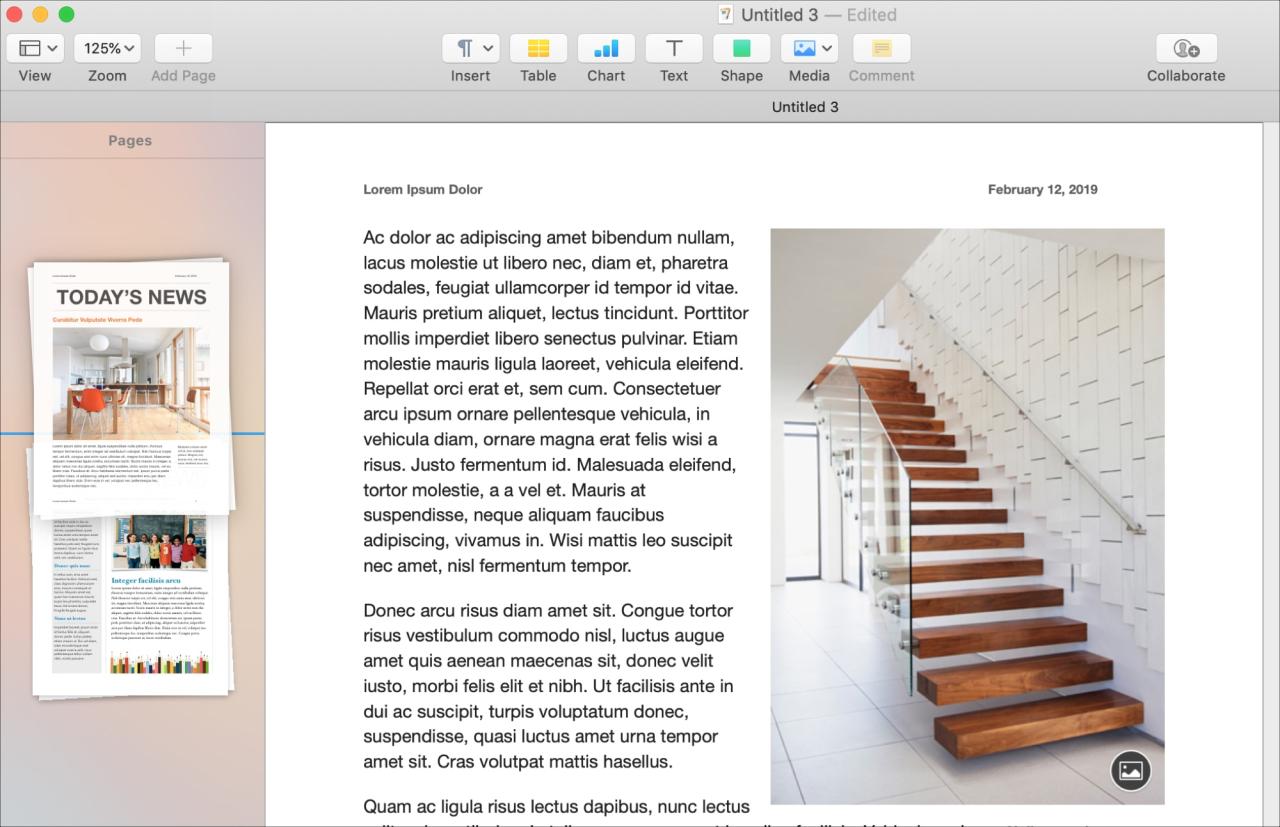 Reorganizar páginas en Pages en mac