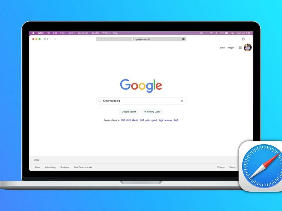 Página de inicio de Safari en Mac