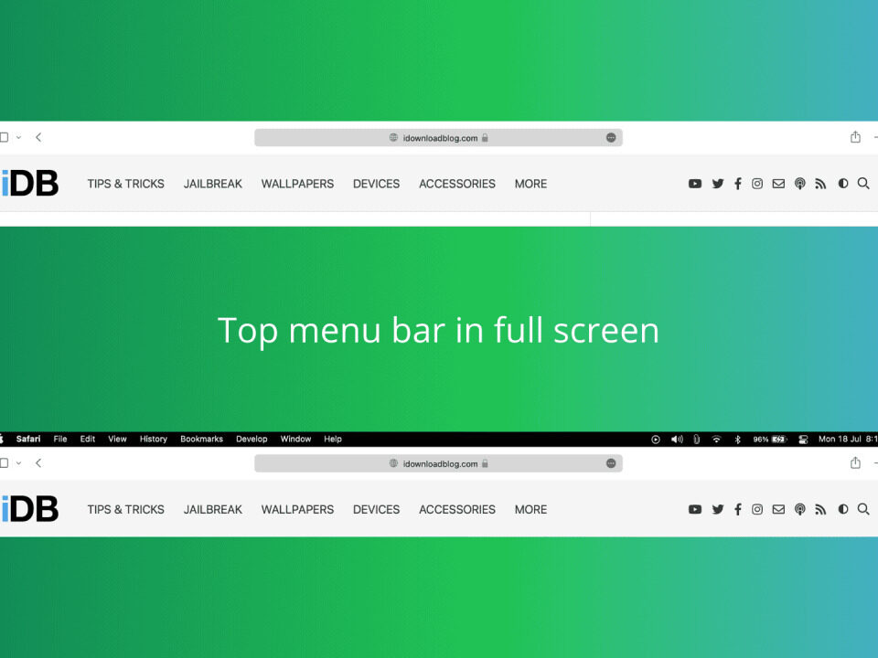 Mostrar barra de menú en modo de pantalla completa en Mac