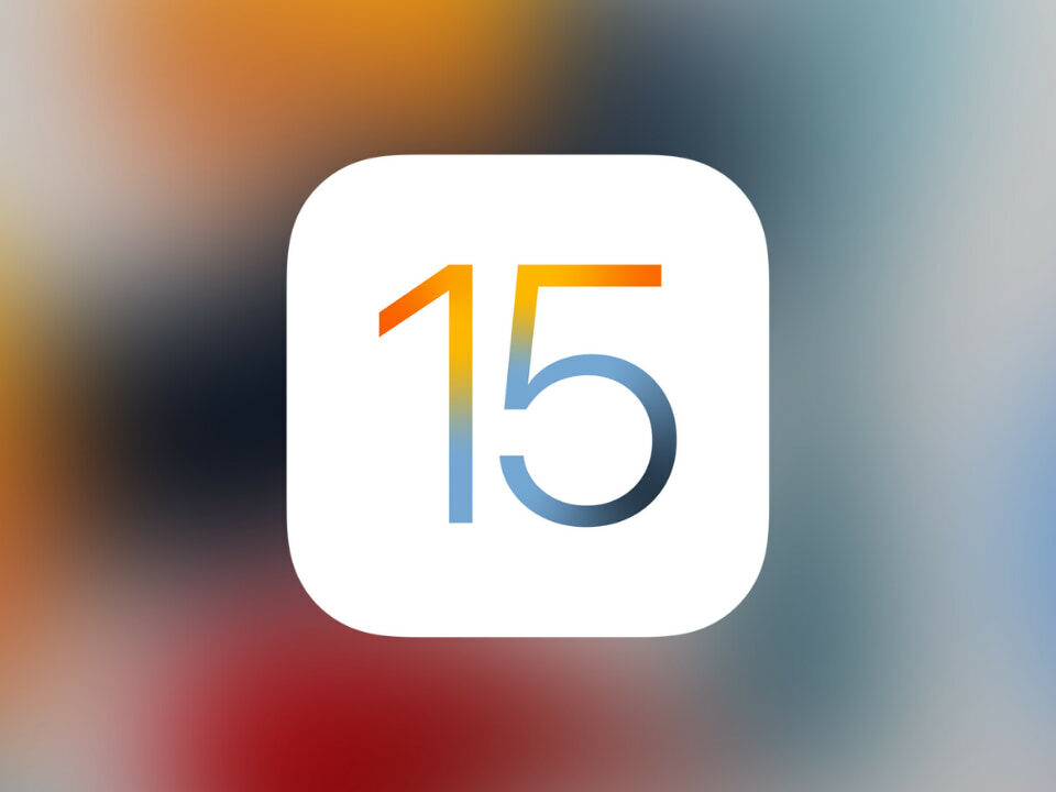 Imagen de marketing de Apple que muestra el icono de iOS 17 y un fondo de colores borroso