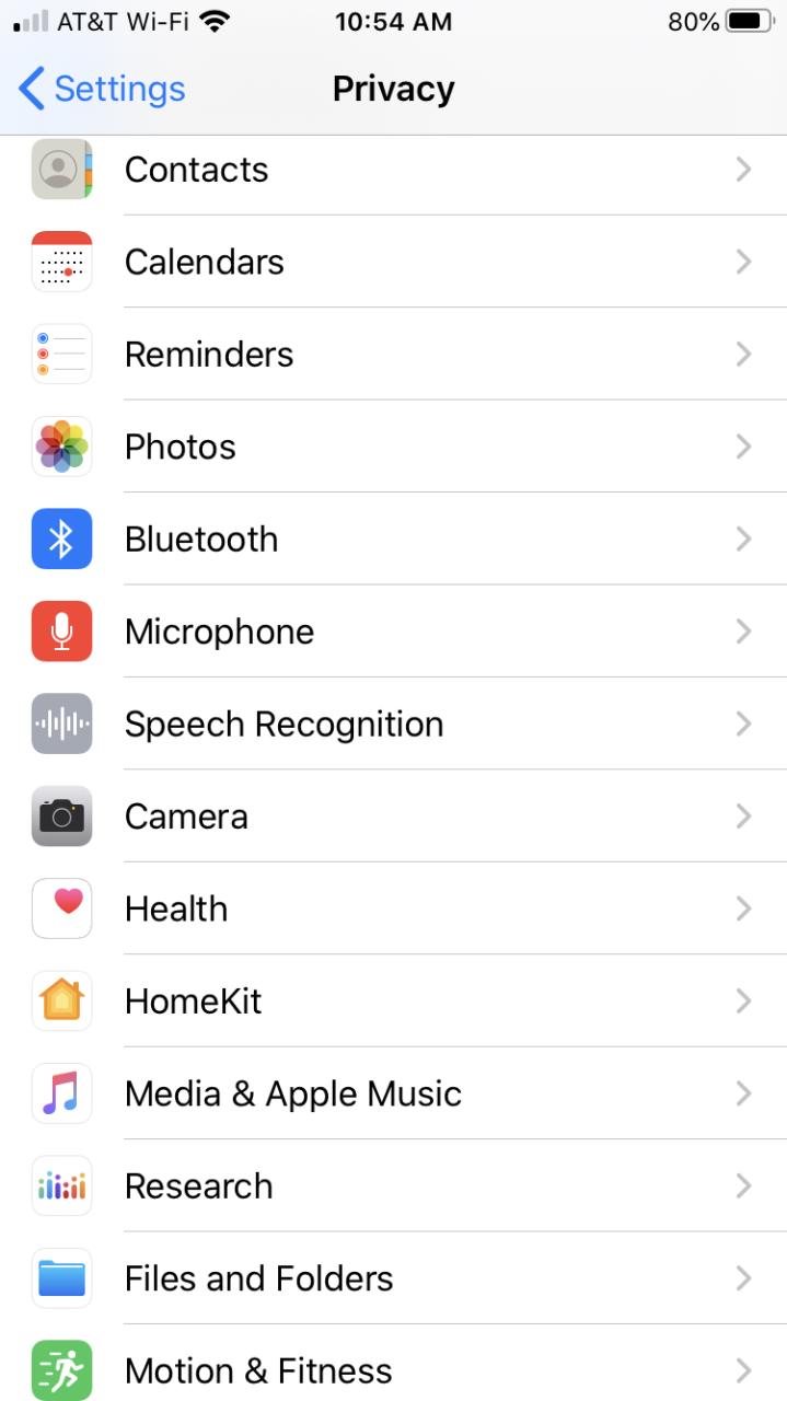 Aplicaciones de configuración de privacidad de iPhone