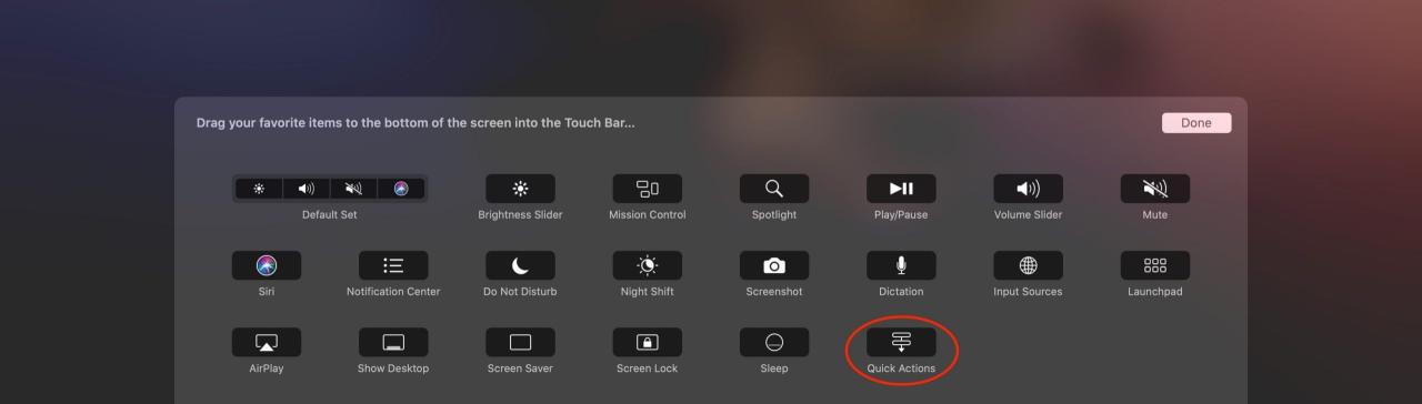 Barra táctil de modo oscuro