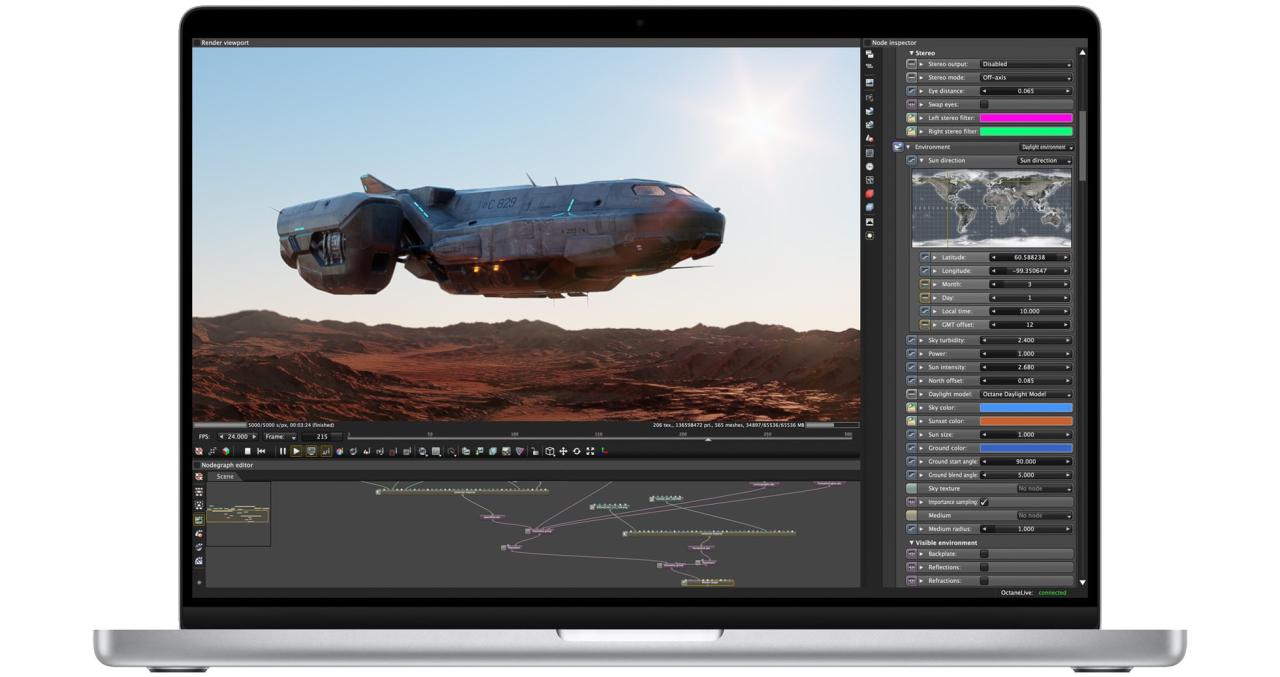 Imagen de marketing de Apple que muestra el MacBook Pro modelo 2021 de 16 pulgadas rediseñado con una aplicación de pantalla completa