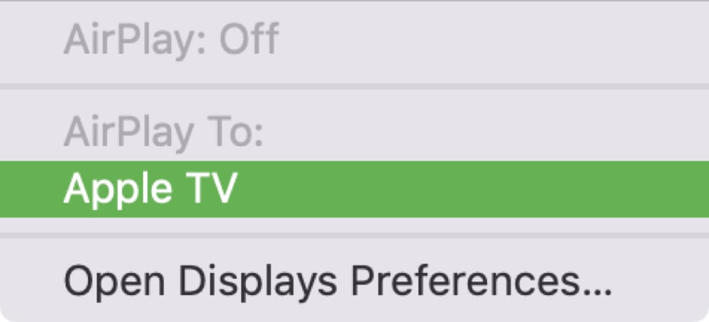 Apple TV AirPlay desde Mac
