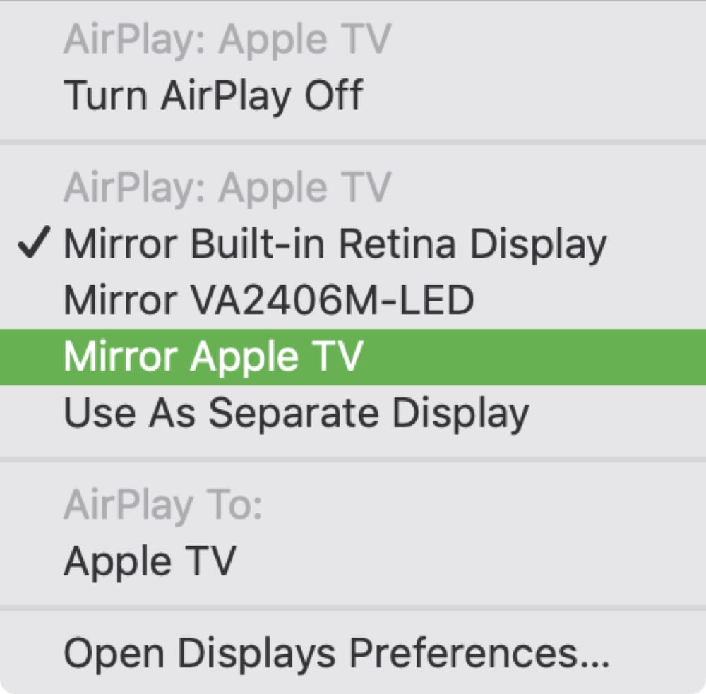 Pantalla de espejo de Apple TV