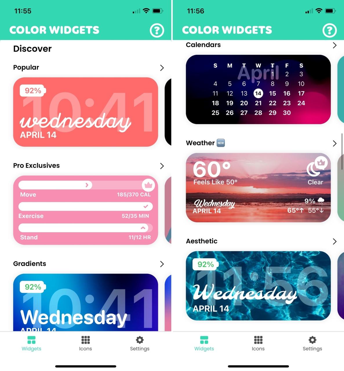 Widgets de color para iPhone
