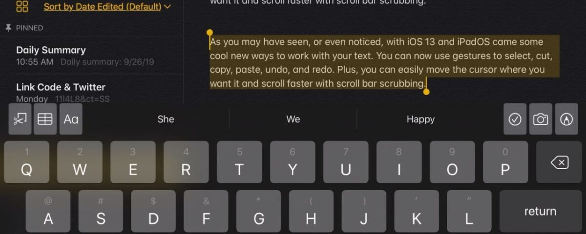 editar texto iphone y ipad - Copiar en iPadOS Notes