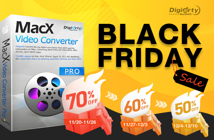 Imagen de marketing que muestra los términos de la oferta del Black Friday 2021 de Digiarty para MacX Video Converter Pro
