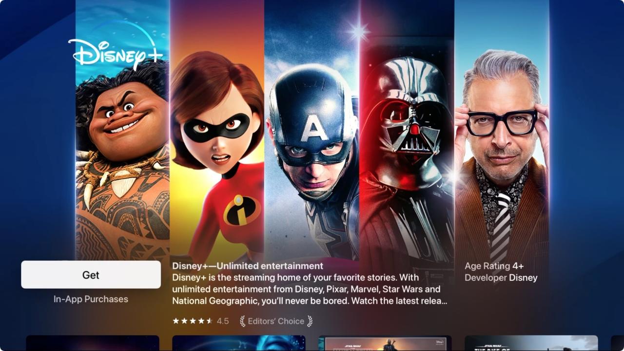 Tienda de aplicaciones de Apple TV de Disney Plus