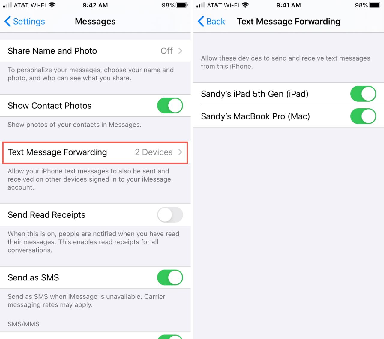 Reenviar mensajes de iPhone a Mac