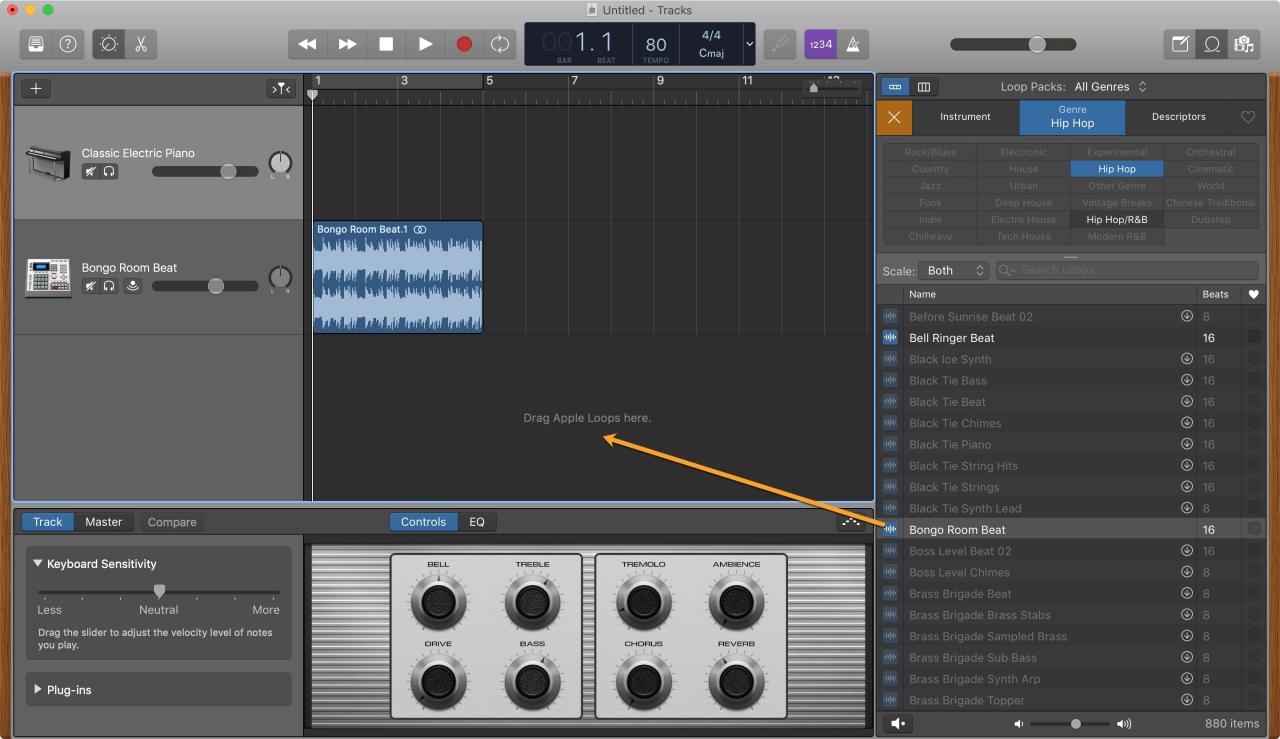 GarageBand Añadir Apple Loops Mac