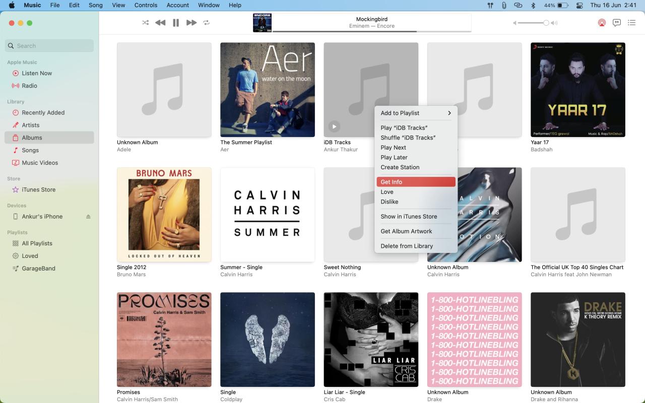 Obtener información para el álbum en la aplicación Música en Mac