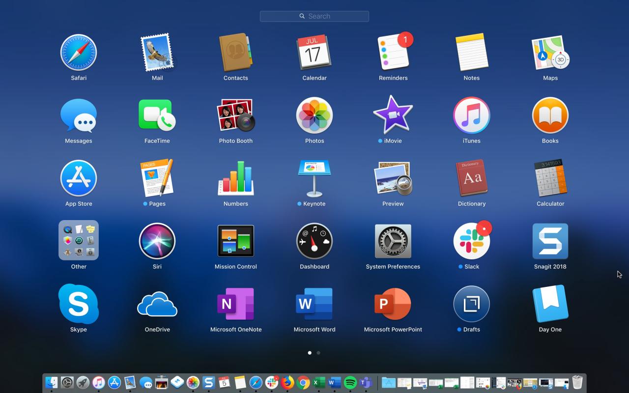 Launchpad y Dock en Mac