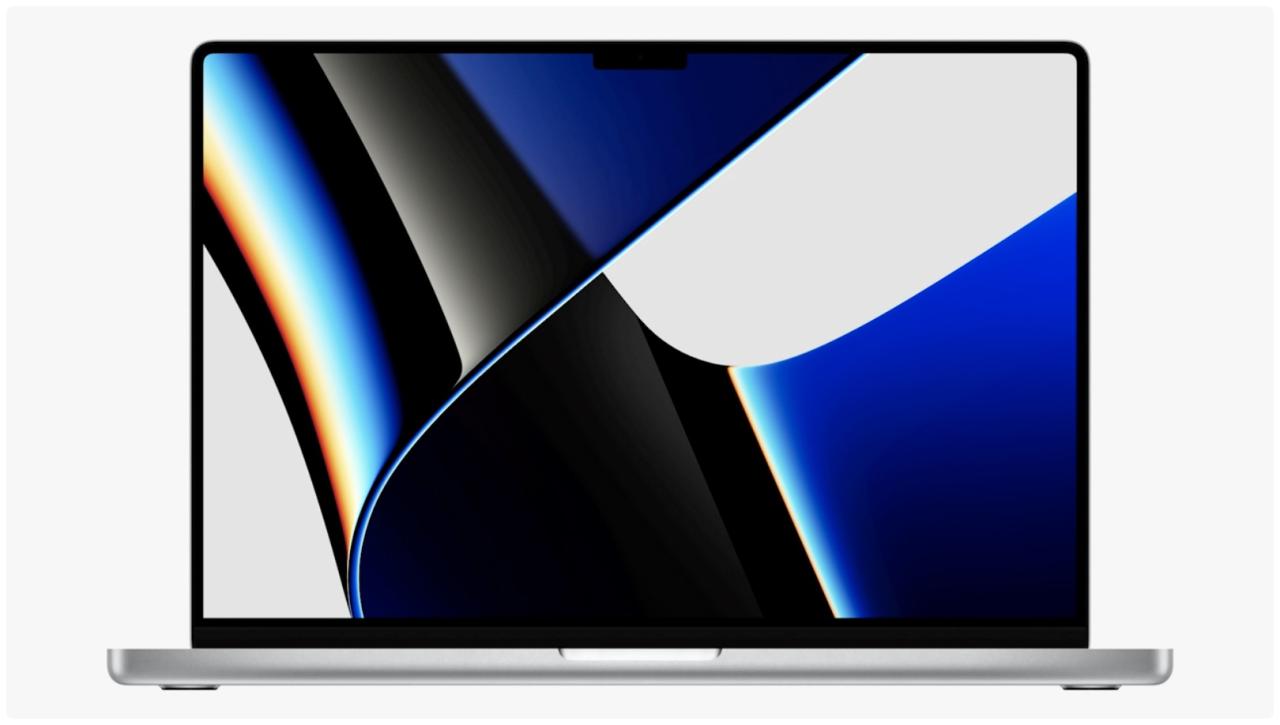 Imagen de marketing de Apple que muestra el modelo MacBook Pro de 16 pulgadas rediseñado del año 2021
