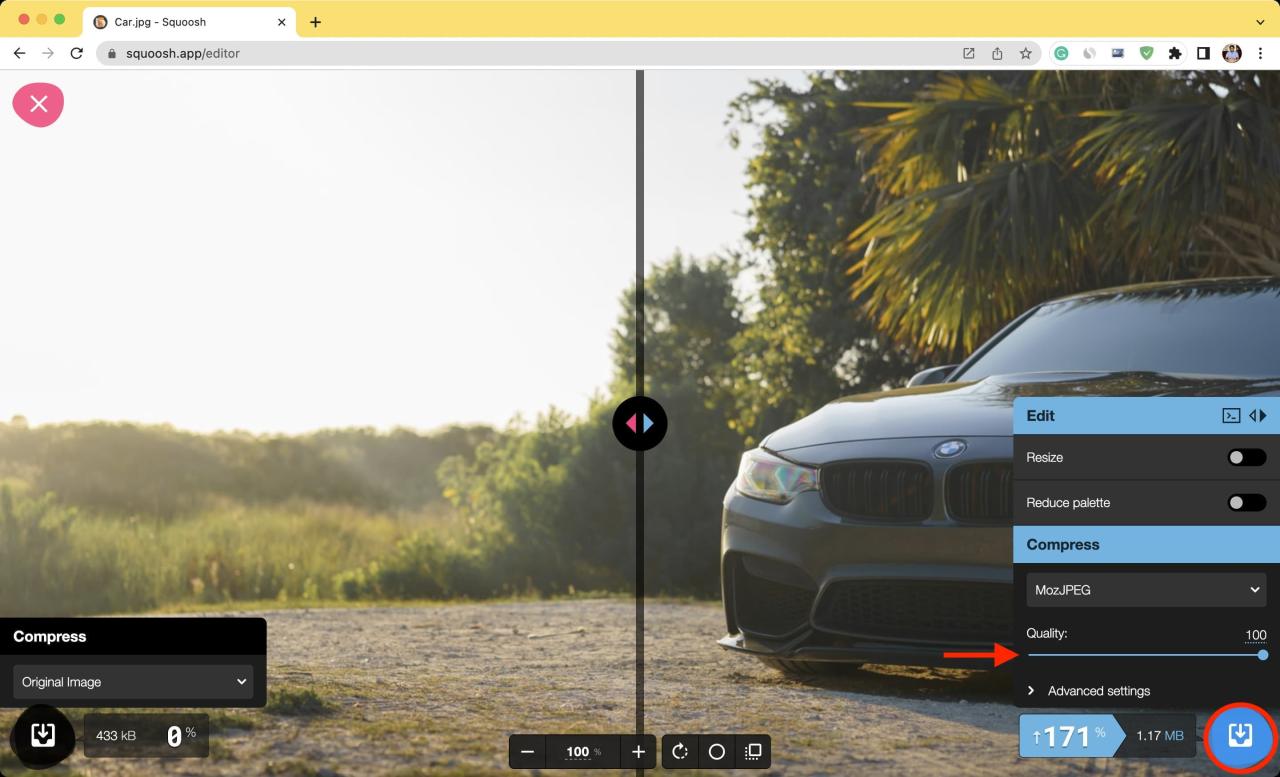 Use Squoosh para eliminar metadatos Exif de Fotos en Mac