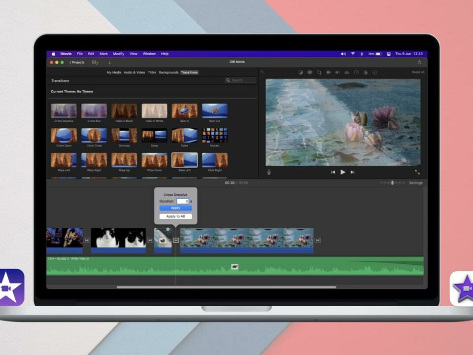 Transiciones de iMovie en Mac