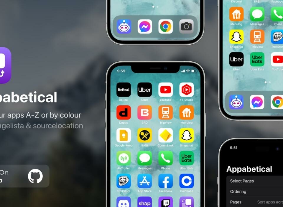 Appabetical ordena los iconos de la pantalla de inicio.