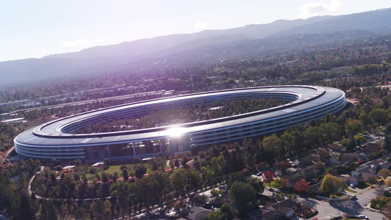 Una vista aérea de la sede de Apple Park en Cupertino, California