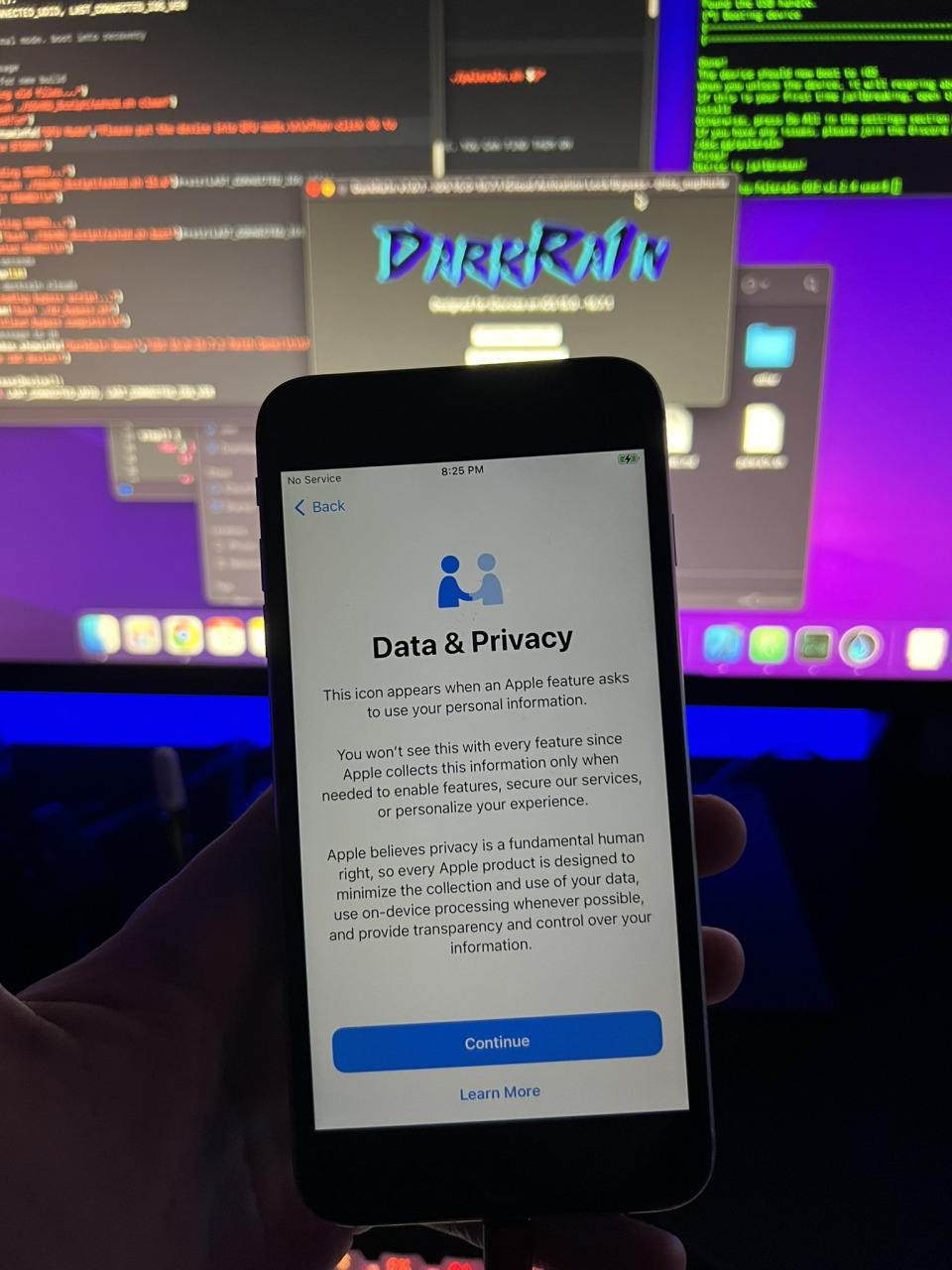 DarkRa1n solía omitir el bloqueo de activación de iCloud en el dispositivo checkm8 en iOS 17.