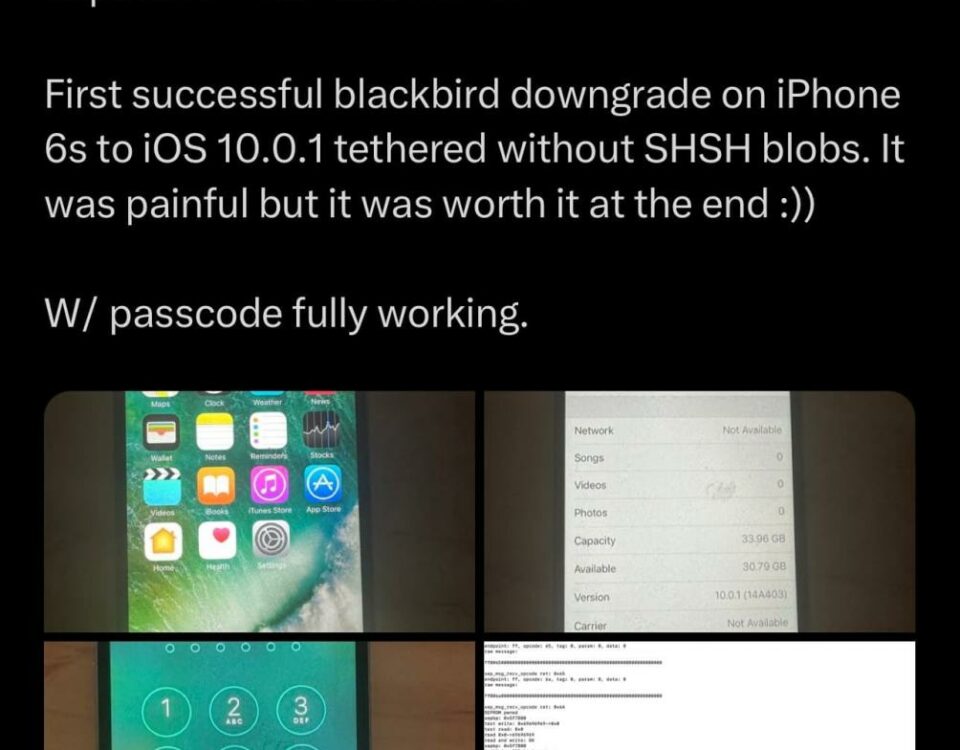 El hacker exploit3dguy compartió un intento exitoso de degradar el firmware in situ el exploit SEP de blackbird.